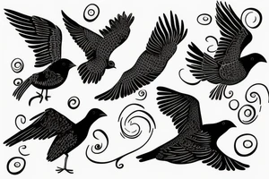 Three birds flying in a line tattoo idea