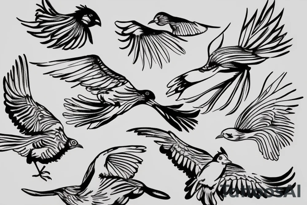 Three birds flying in a line tattoo idea