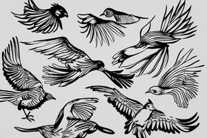 Three birds flying in a line tattoo idea