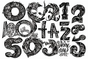 Roman number 13 in 13 different lettering styles tattoo idea