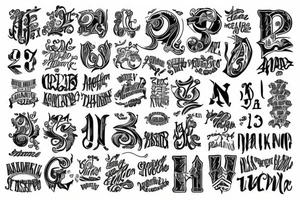 Roman number 13 in 13 different lettering styles tattoo idea
