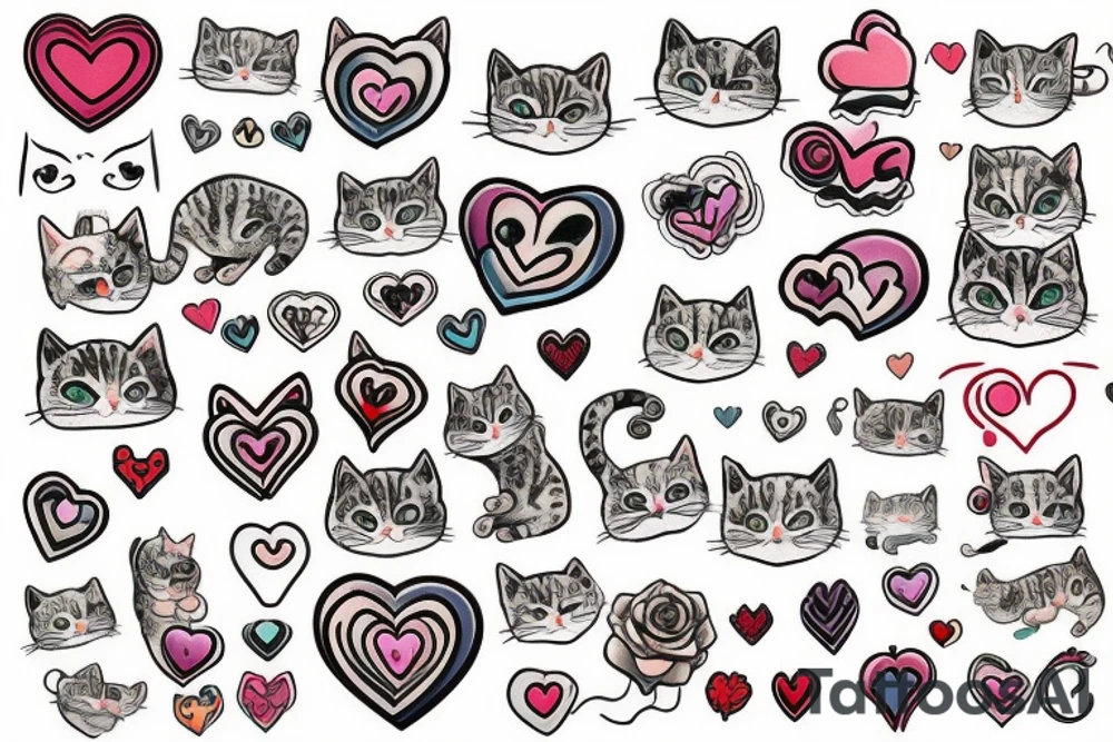 Cat with a heart. Sweet and small tattoo idea