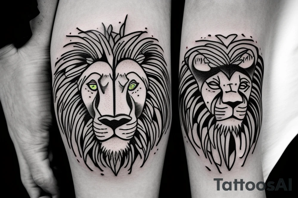 Lion with expressive eyes tattoo idea