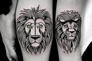 Lion with expressive eyes tattoo idea