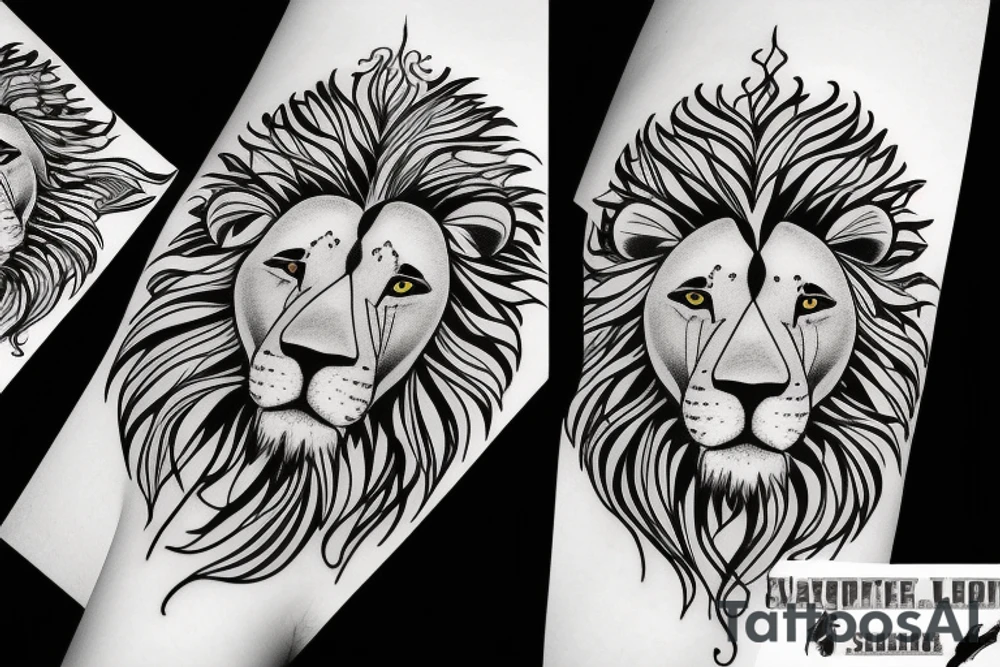 Lion with expressive eyes tattoo idea