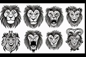 Angry lion with fire head tattoo idea