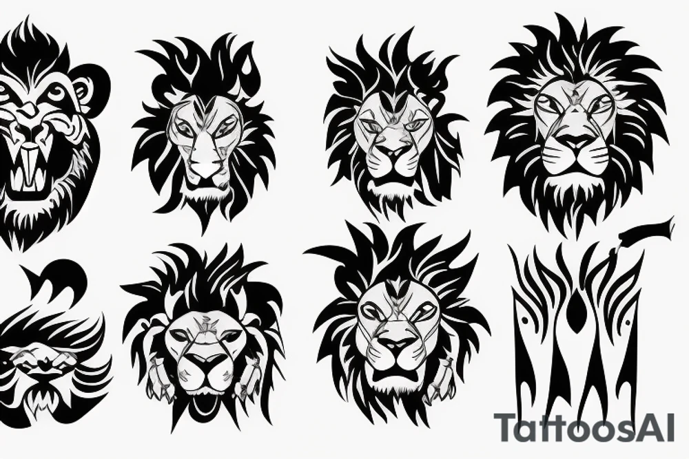 Angry lion with fire head tattoo idea
