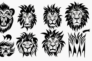 Angry lion with fire head tattoo idea