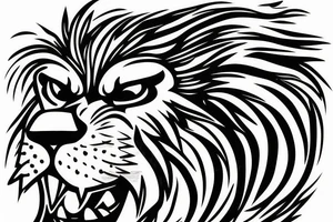 Angry lion with fire head tattoo idea