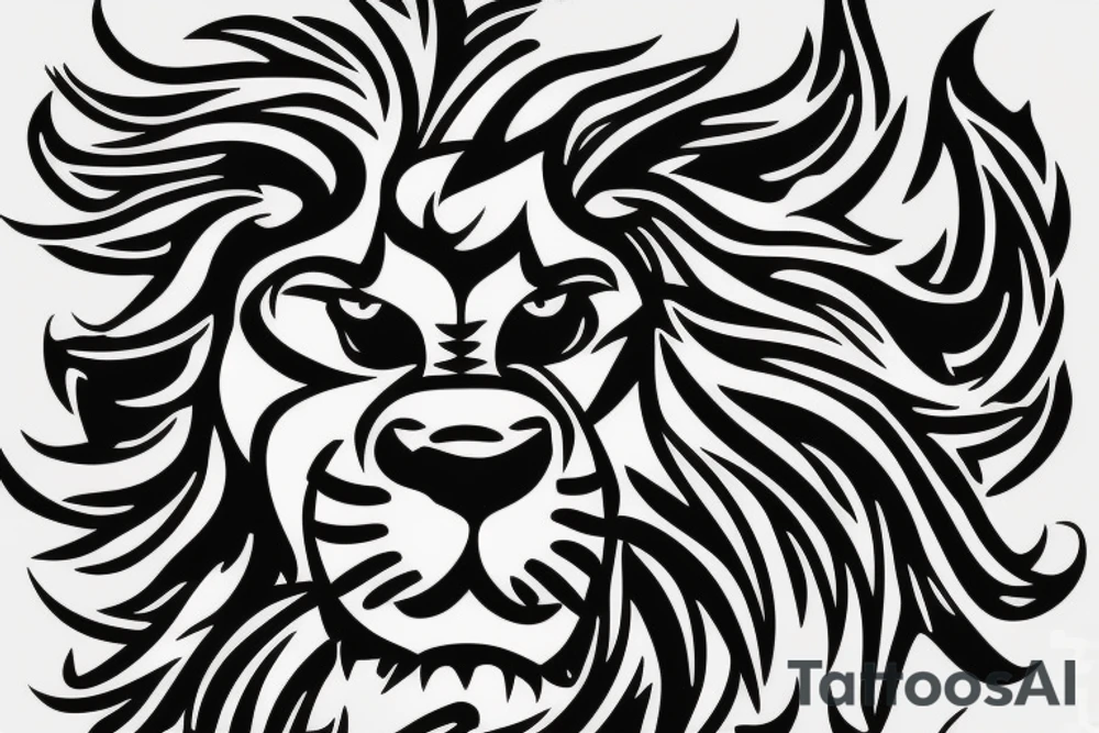 Angry lion with fire head tattoo idea
