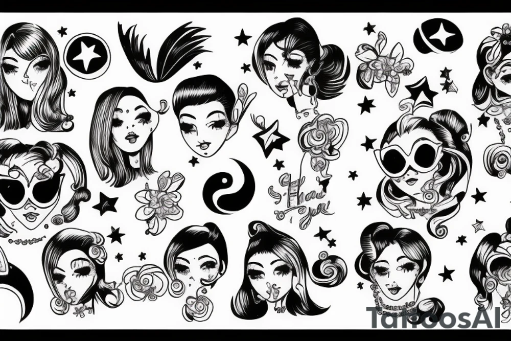 stars happy fun real cool sexy luck girl tattoo idea