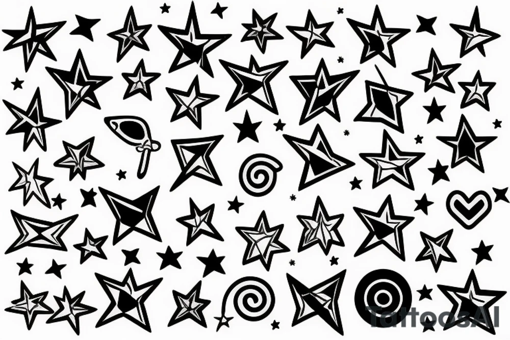 stars happy fun real cool sexy luck tattoo idea