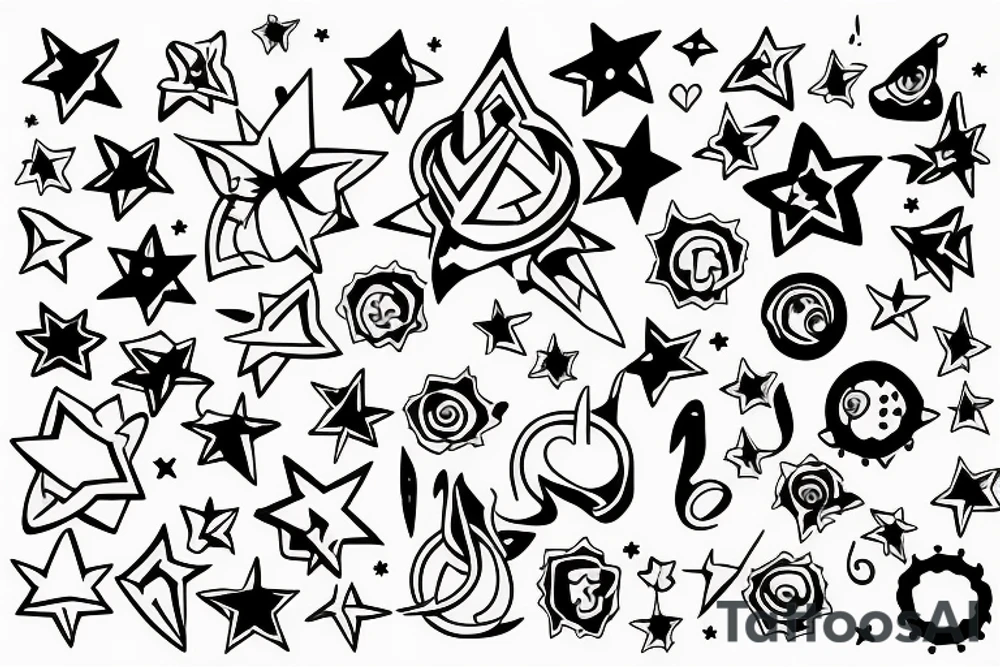 stars happy fun real cool sexy luck tattoo idea