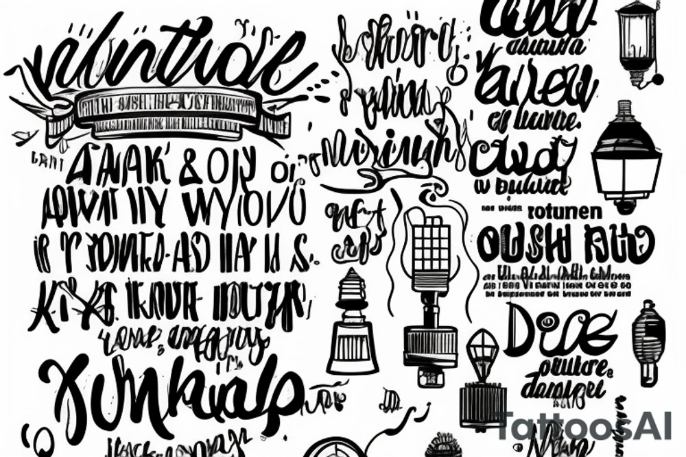 A lamp with the lyrics as the outline tattoo idea