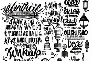 A lamp with the lyrics as the outline tattoo idea