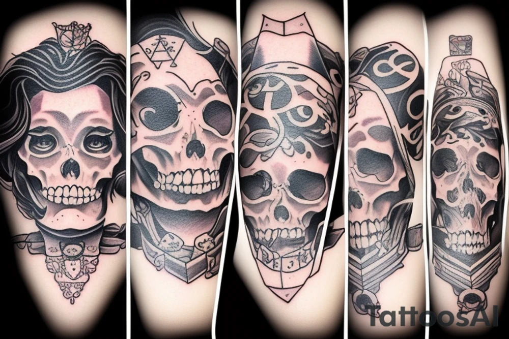 Girl with the skulls and card deck tattoo idea