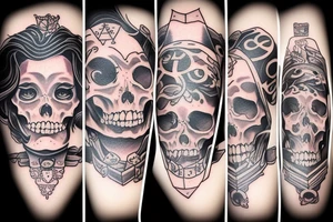 Girl with the skulls and card deck tattoo idea
