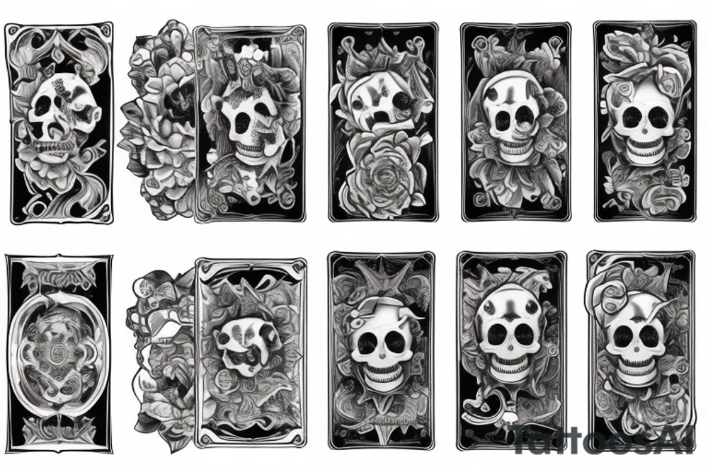 Girl with the skulls and card deck tattoo idea