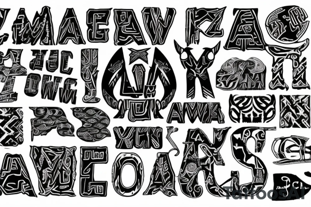 The letters APW and RJC mixed together tattoo idea