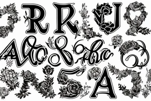 The letters APW and RJC mixed together tattoo idea
