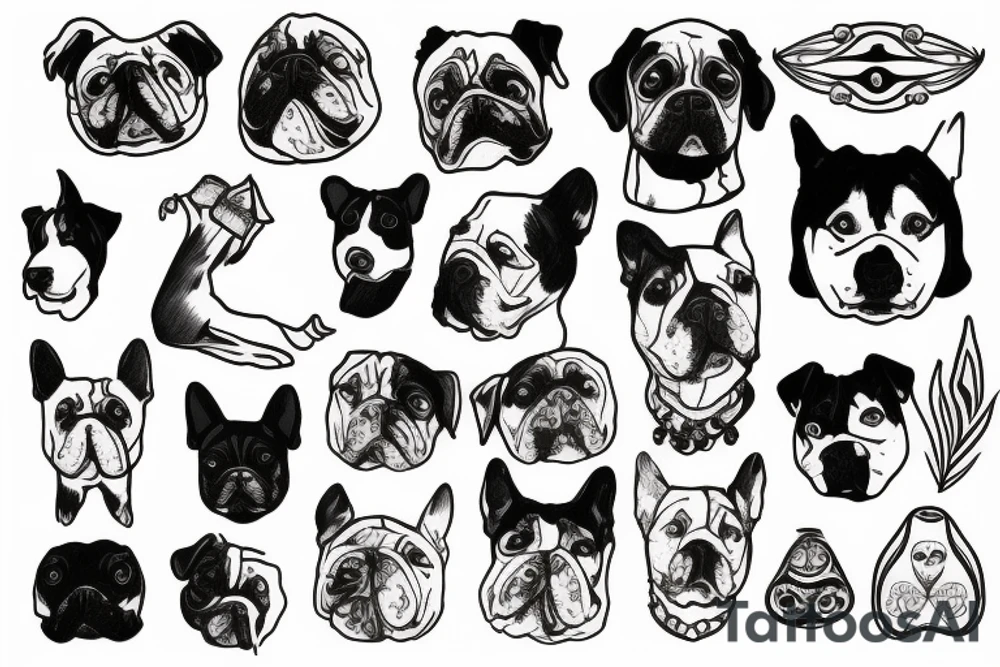 Black and white dog tattoo idea