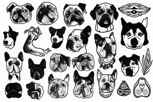 Black and white dog tattoo idea