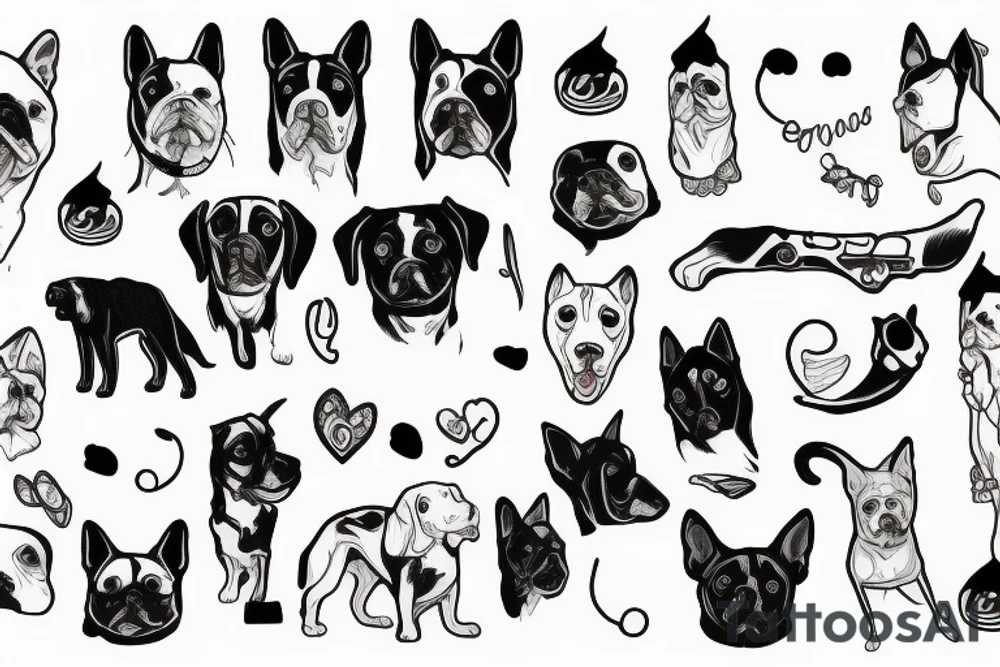 Black and white dog tattoo idea