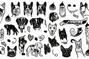 Black and white dog tattoo idea