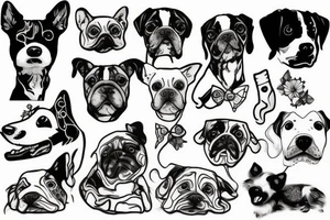 Black and white dog tattoo idea