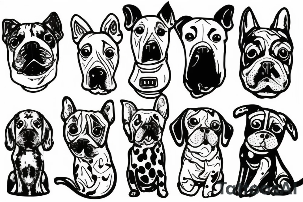 Black and white dog tattoo idea