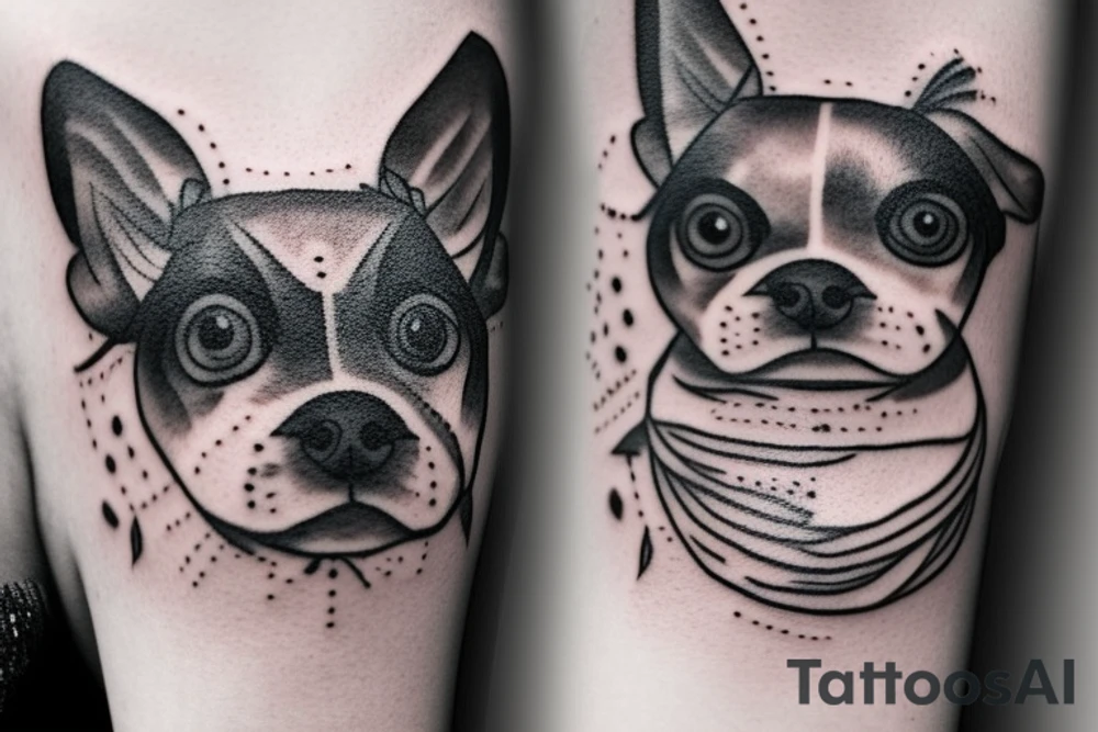 Black and white dog, lovely eyes tattoo idea