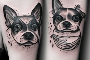 Black and white dog, lovely eyes tattoo idea