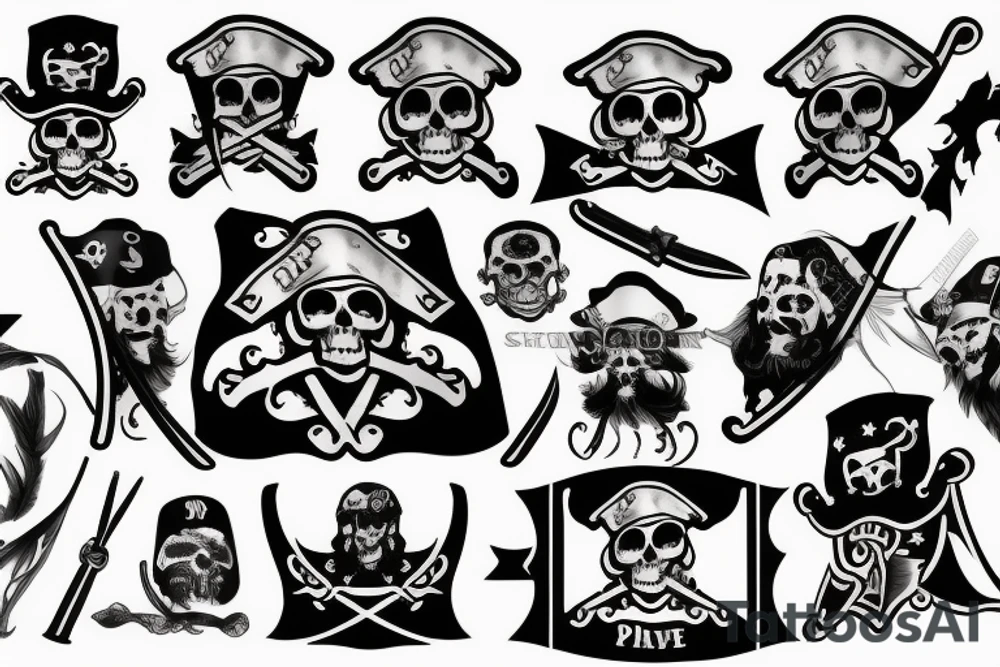 custom pirate flag tattoo idea