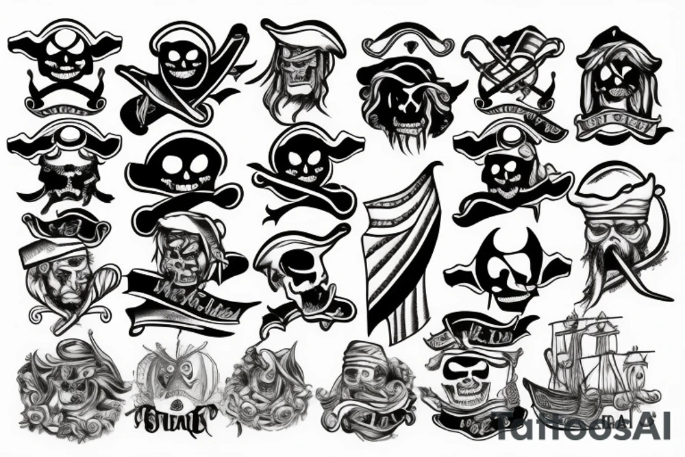 custom pirate flag tattoo idea