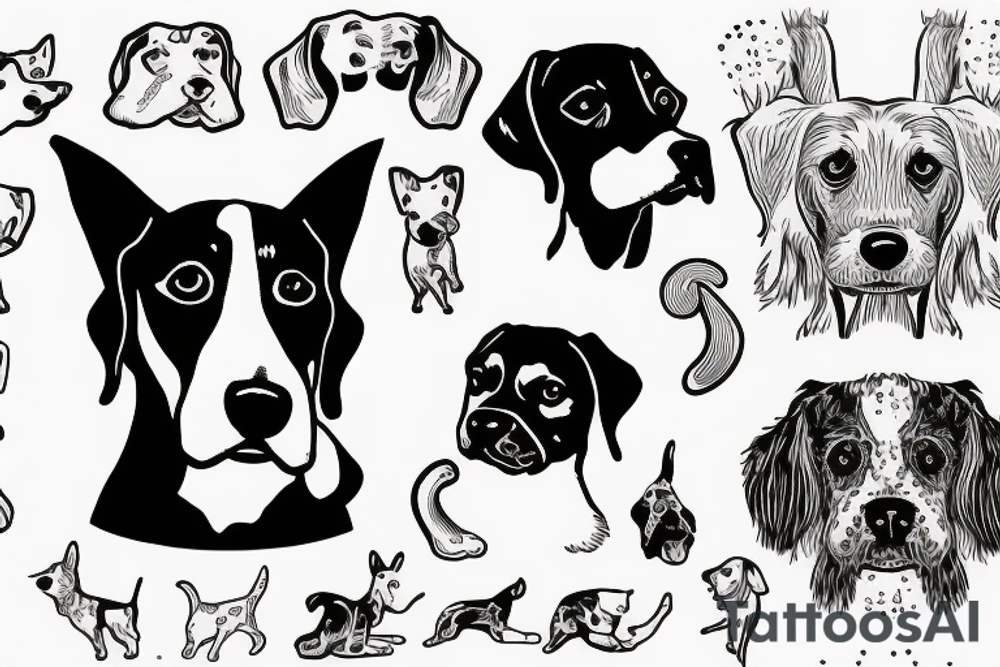 Cute dog, pointer mix, black and white tattoo idea
