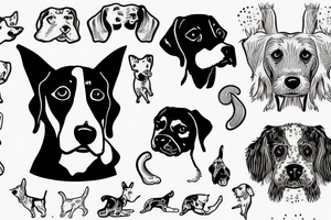 Cute dog, pointer mix, black and white tattoo idea