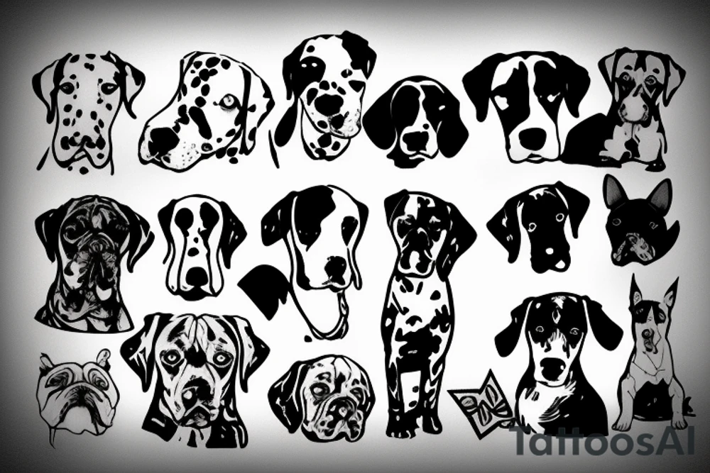 Cute dog, pointer mix, black and white tattoo idea