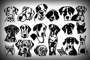 Cute dog, pointer mix, black and white tattoo idea