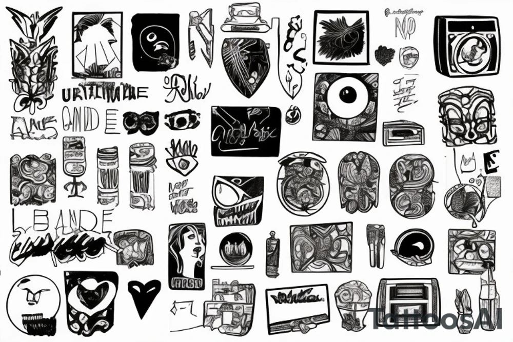 not filled rectangle and inside of it a drawing that describes a badie tattoo idea