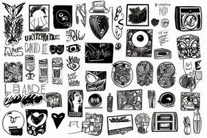 not filled rectangle and inside of it a drawing that describes a badie tattoo idea