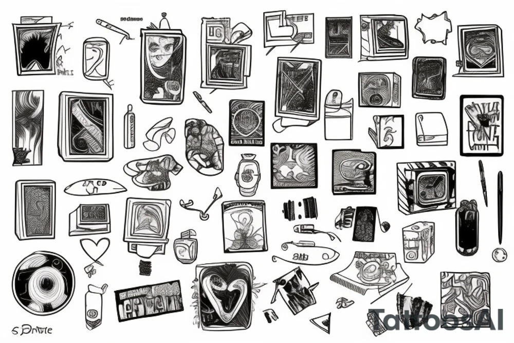 not filled rectangle and inside of it a drawing that describes a badie tattoo idea