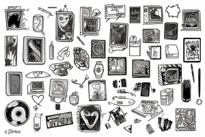 not filled rectangle and inside of it a drawing that describes a badie tattoo idea