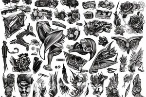 not filled wide rectangle more the size of a girl tricep and bicep and inside of it some drawings tattoo idea