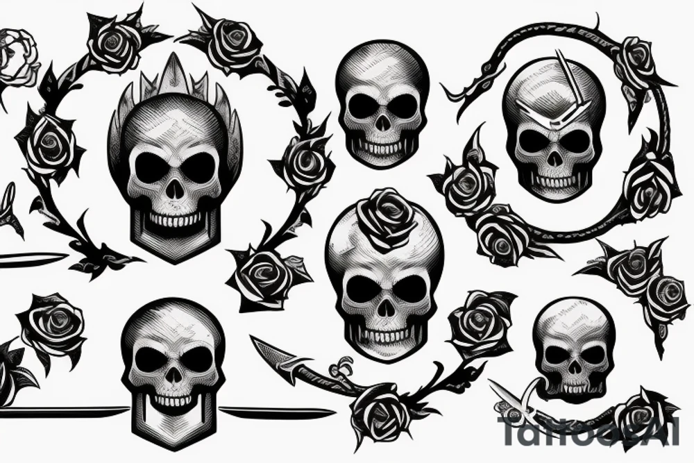 sword, skull, rose tattoo idea