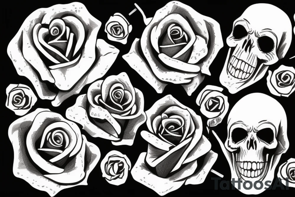 knife, skull, rose tattoo idea