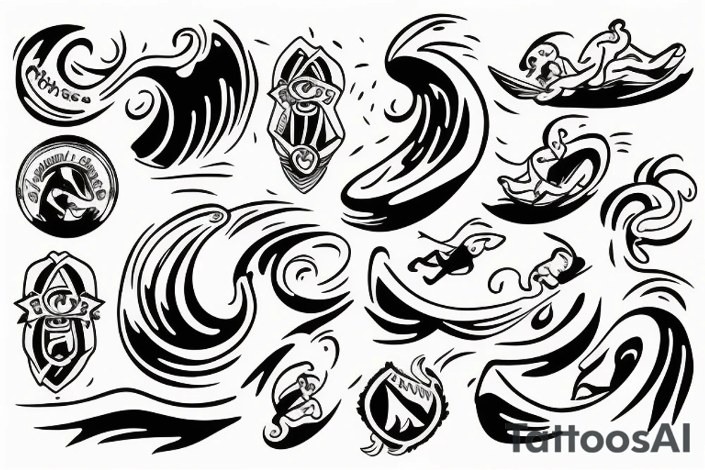 baby surfing wave tattoo idea