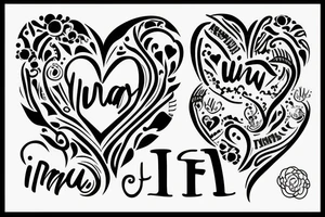 A heart with the words “Ifunanya” and “Tari” tattoo idea