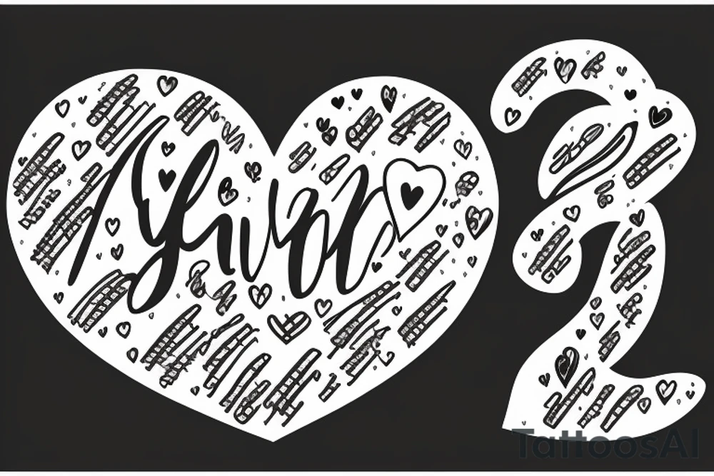 A heart with the words “Ifunanya” and “Tari” tattoo idea