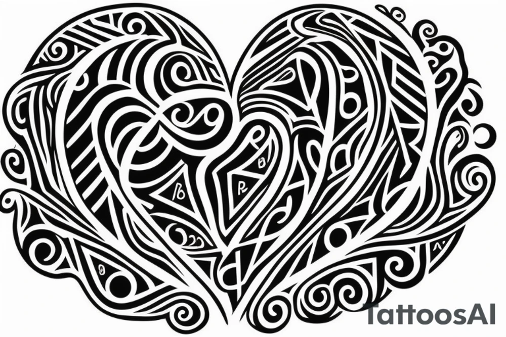 A heart with the words “Ifunanya” and “Tari” tattoo idea