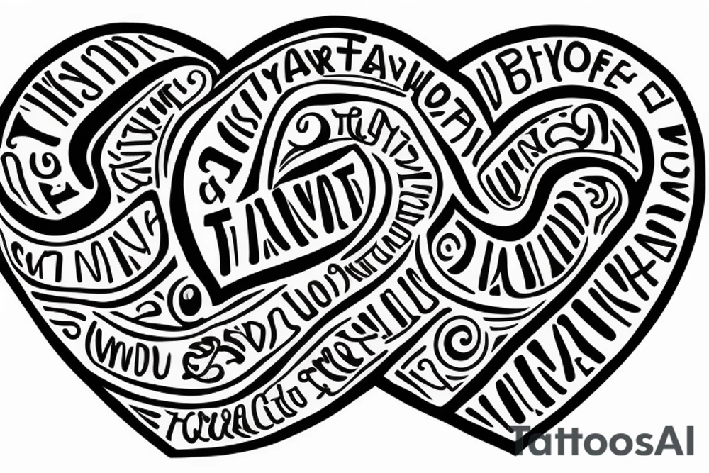 A heart with the words “Ifunanya” and “Tari” tattoo idea